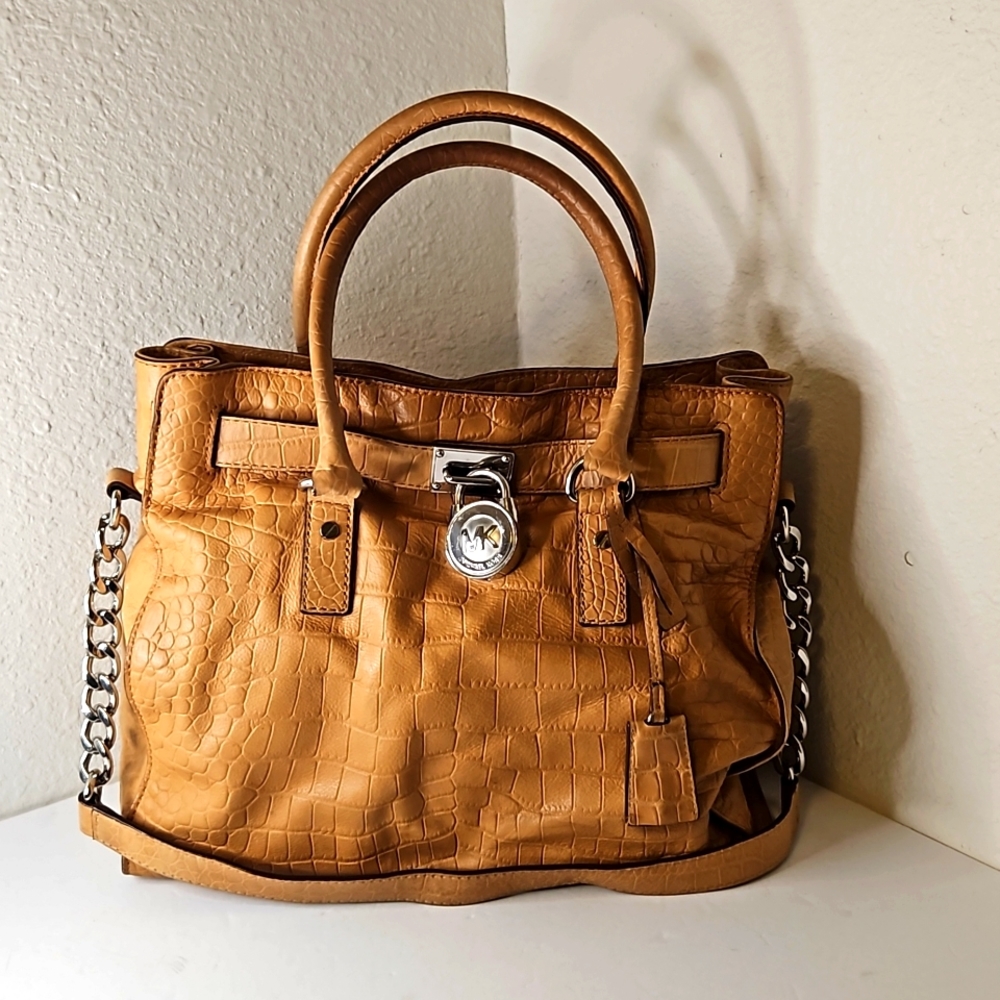 FRI-YAY SALE!!! Authentic leather Michael Kors Crocodile Hamilton Bag